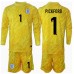 Anglie Jordan Pickford #1 Brankářské Dětské Oblečení Venkovní Dres ME 2024 Dlouhým Rukávem (+ trenýrky)
